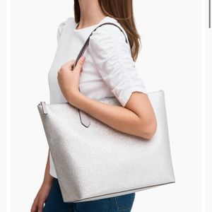 Kate spade joeley light metallic silver tote